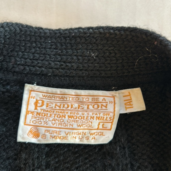 Pendleton 100% Virgin Wool Black Pocketed Cardigan. Size Large Tall - Picture 6 of 9